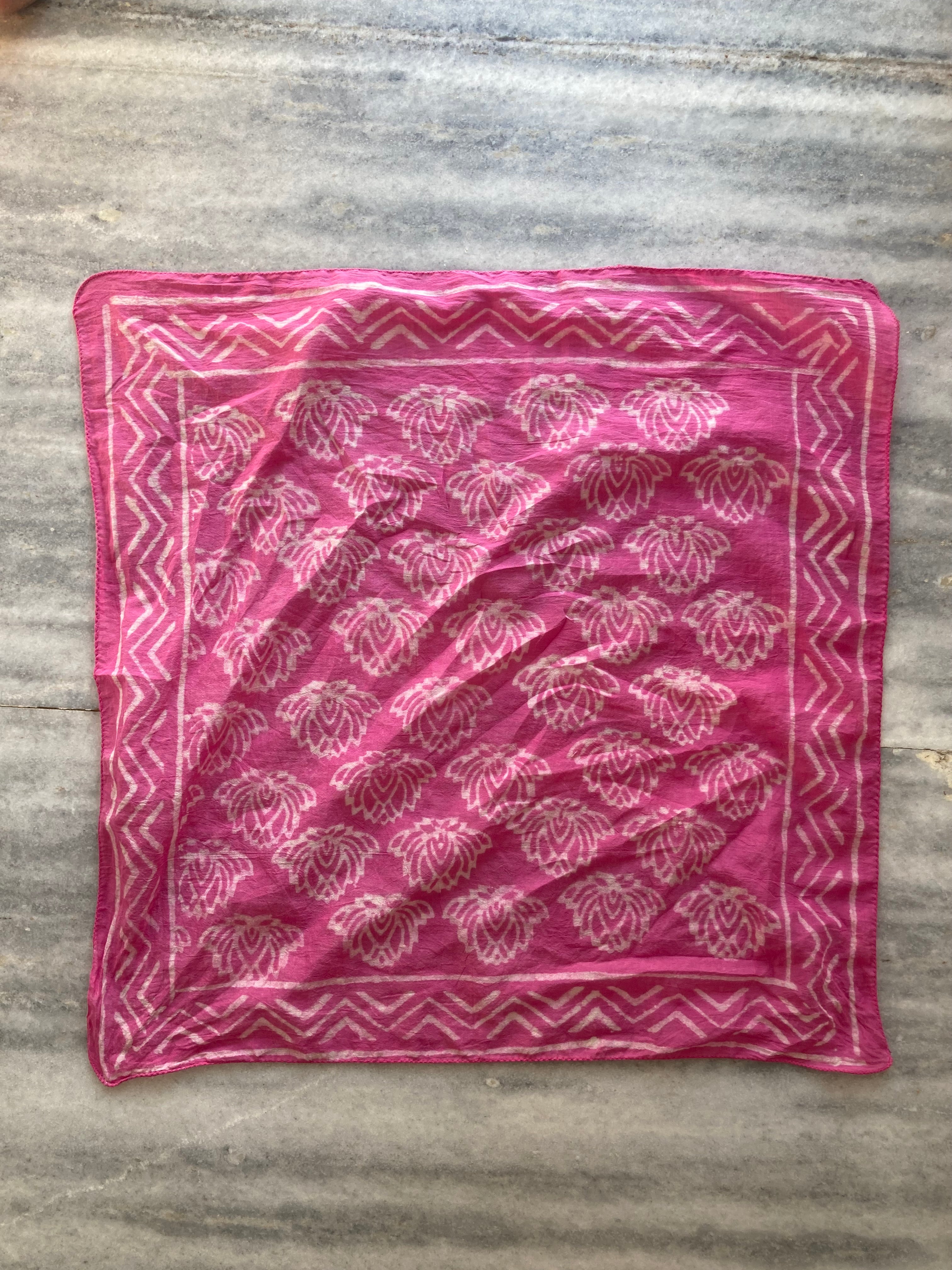 Organic Cotton Bandana Set of 10 : Paisley Scarf, Hand Block Print, Natural Dye