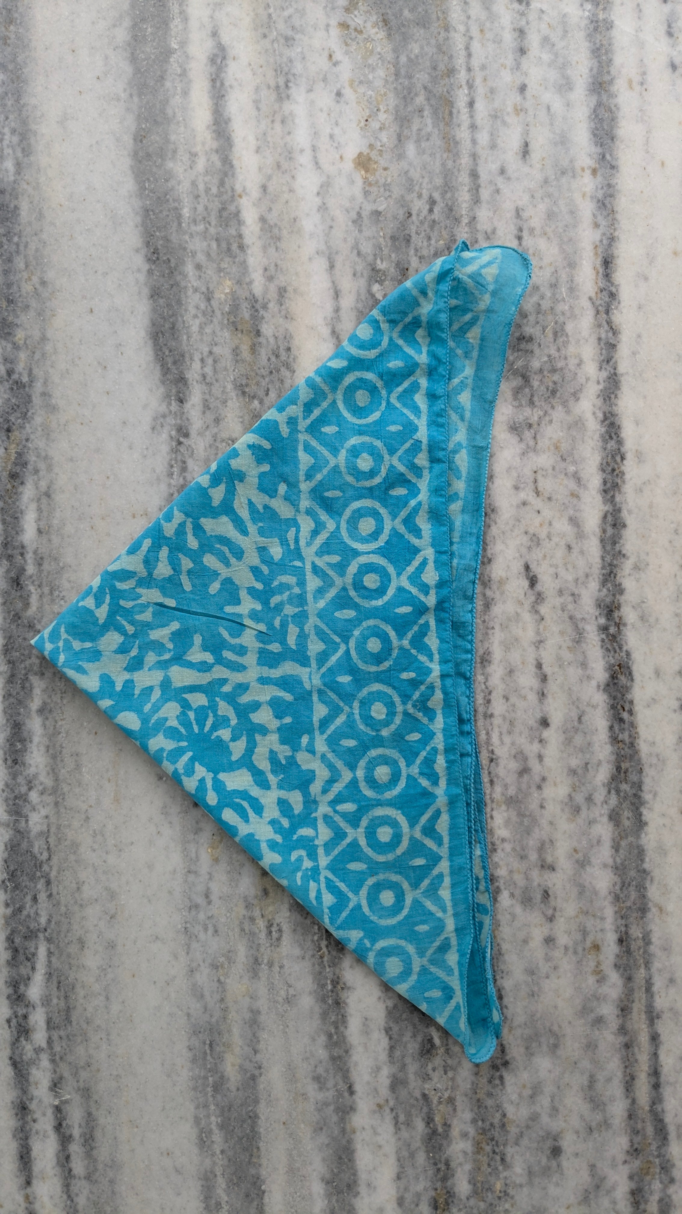 Hand Block Printed Cotton Bandana: Natural Dye Neckerchief - Made in India