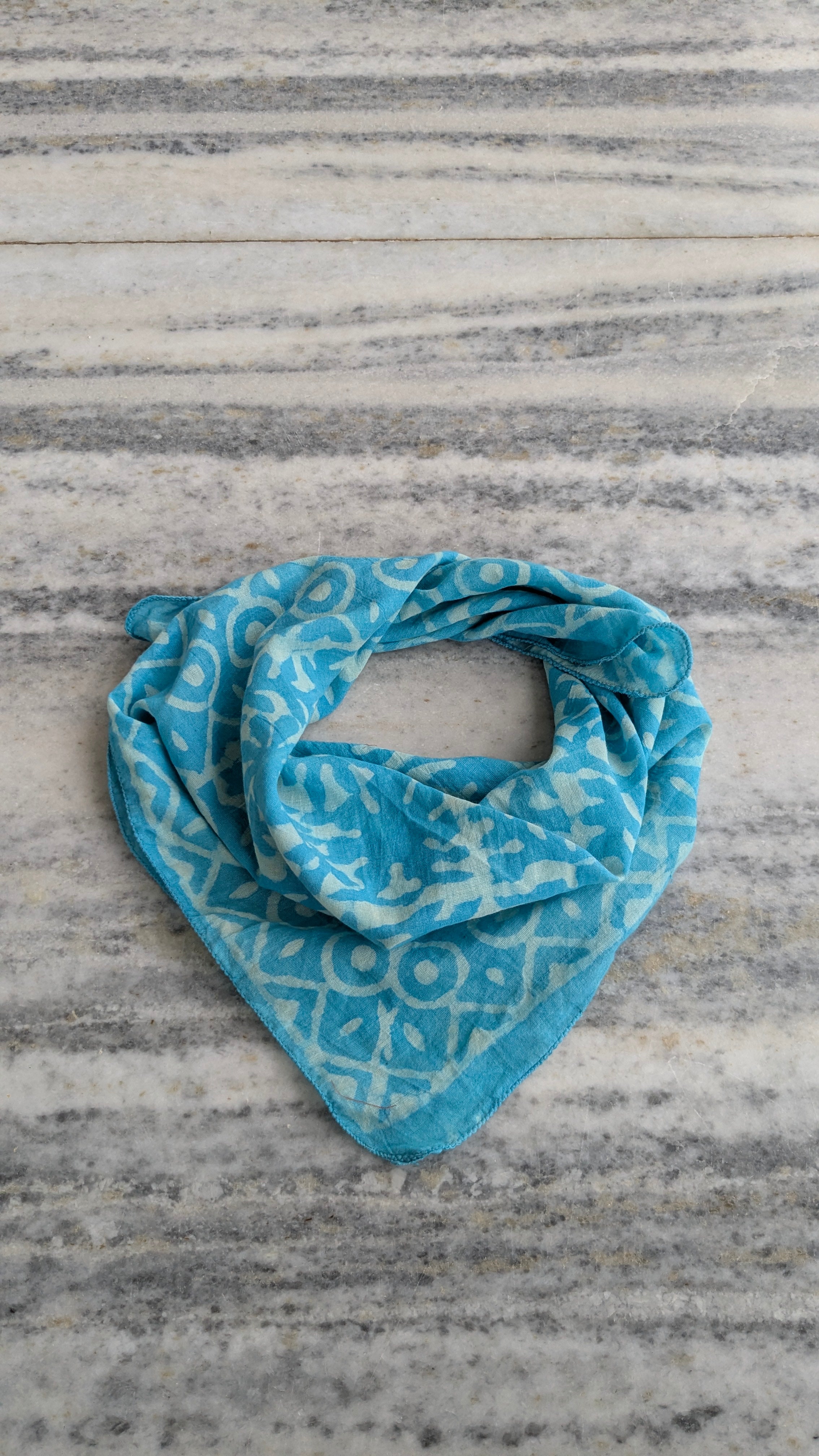 Hand Block Printed Cotton Bandana: Natural Dye Neckerchief - Made in India