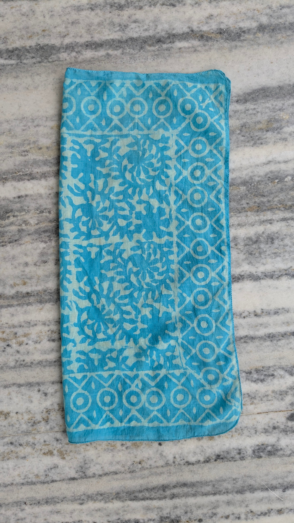 Hand Block Printed Cotton Bandana: Natural Dye Neckerchief - Made in India