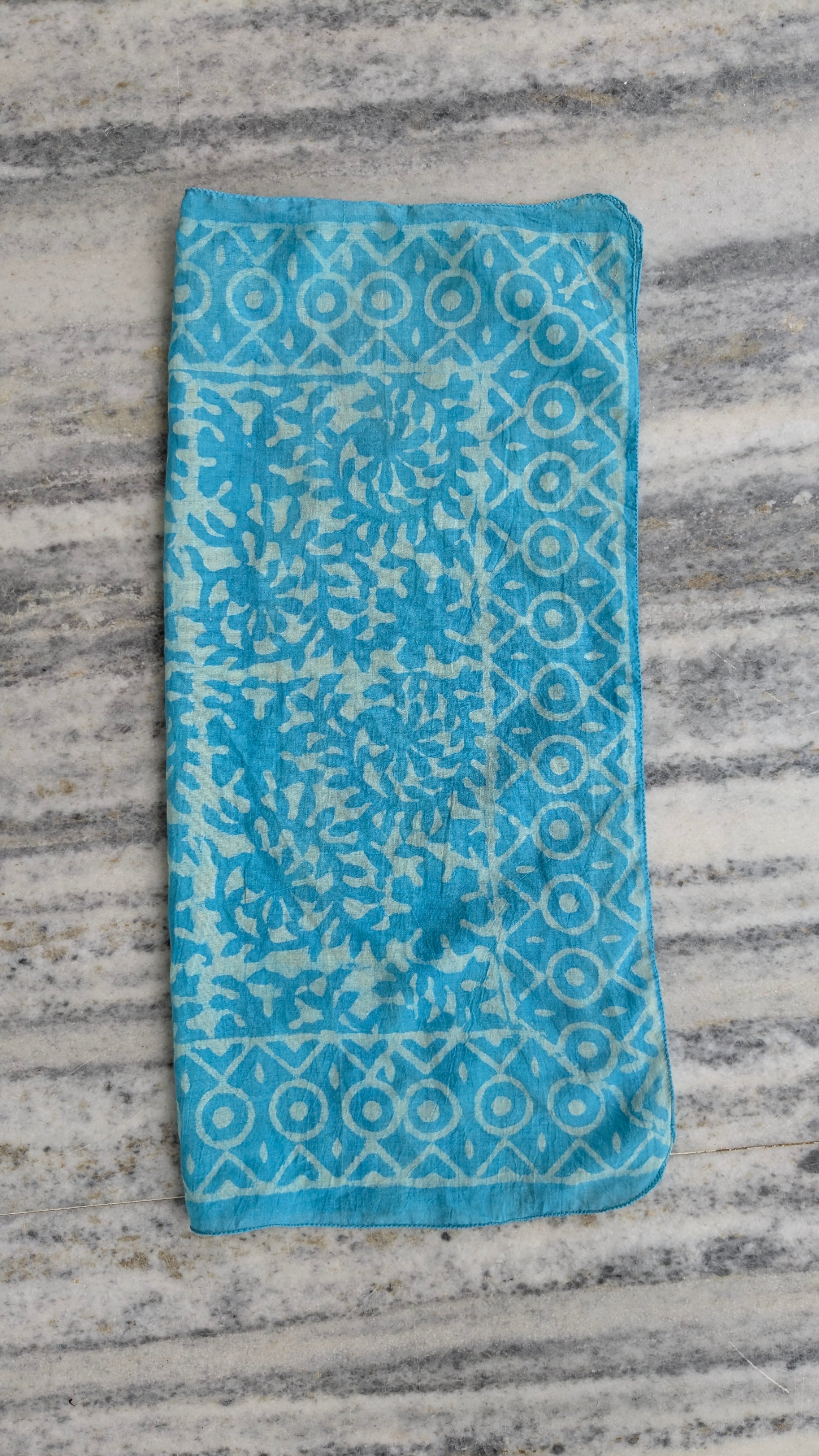 Hand Block Printed Cotton Bandana: Natural Dye Neckerchief - Made in India