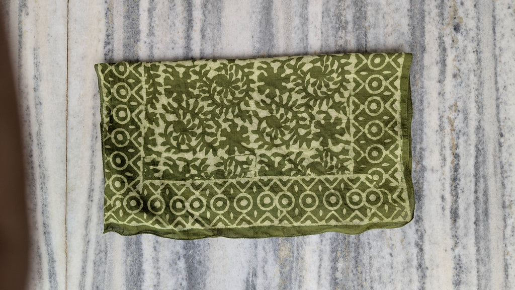 Hand Block Printed Cotton Bandana: Natural Dye Neckerchief - Made in India