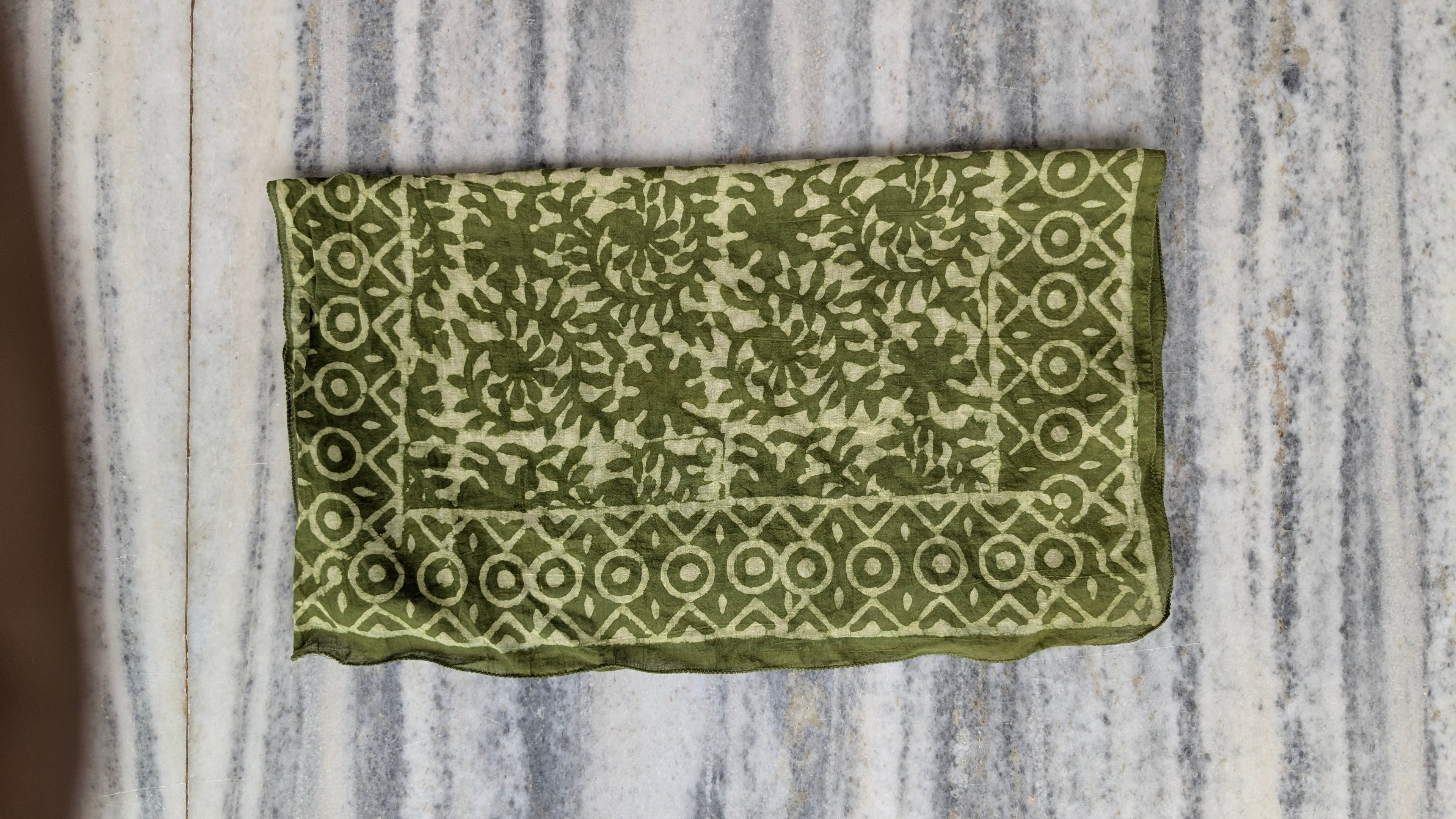Hand Block Printed Cotton Bandana: Natural Dye Neckerchief - Made in India