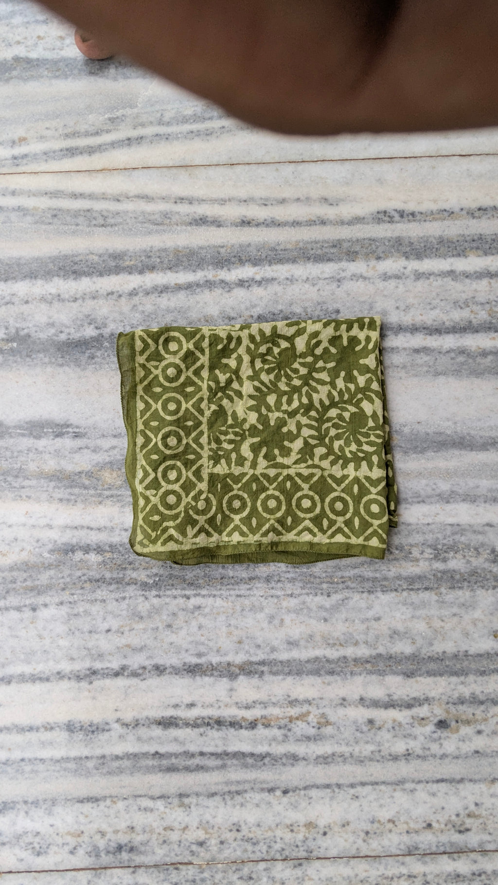 Hand Block Printed Cotton Bandana: Natural Dye Neckerchief - Made in India