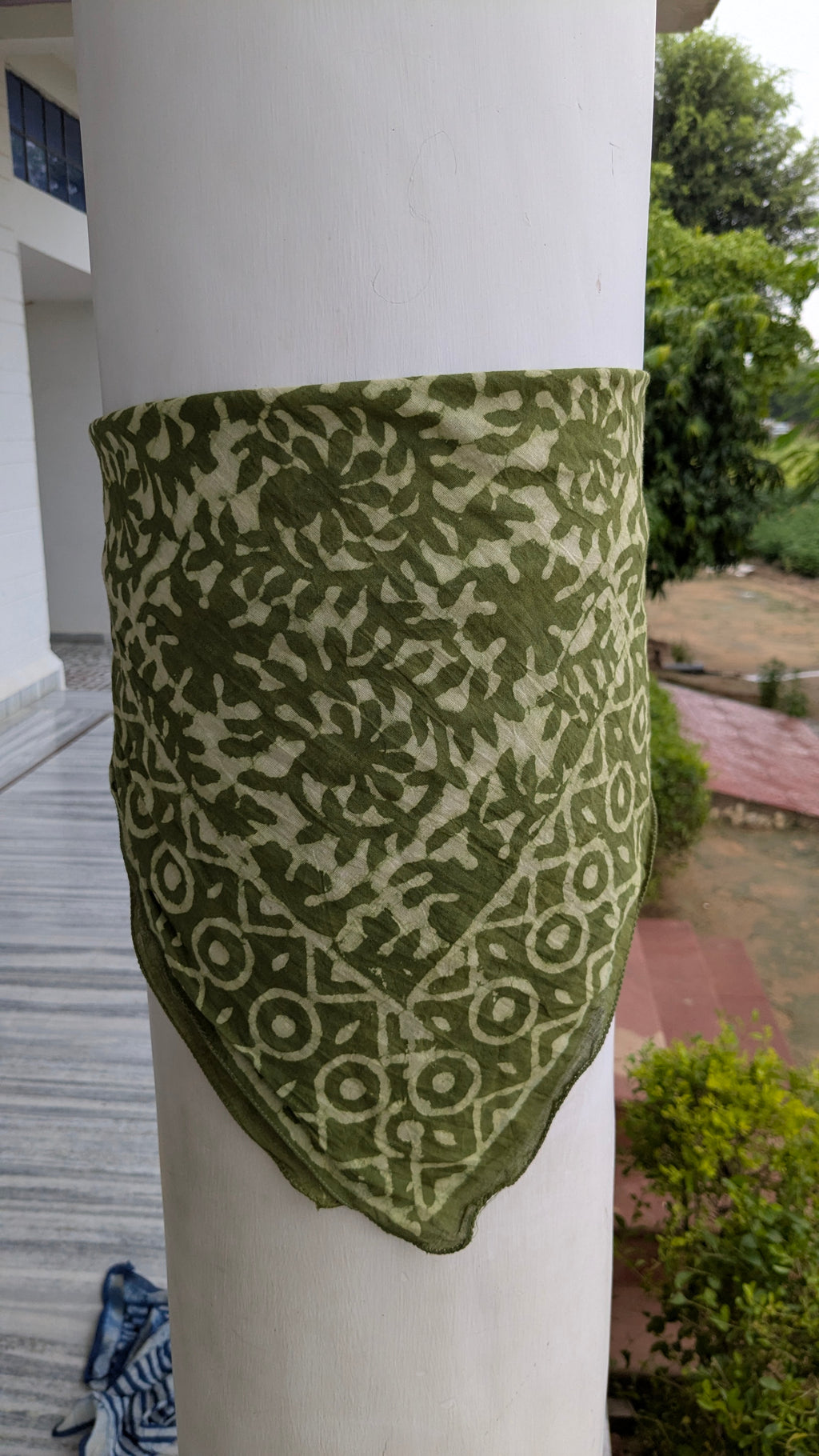 Hand Block Printed Cotton Bandana: Natural Dye Neckerchief - Made in India