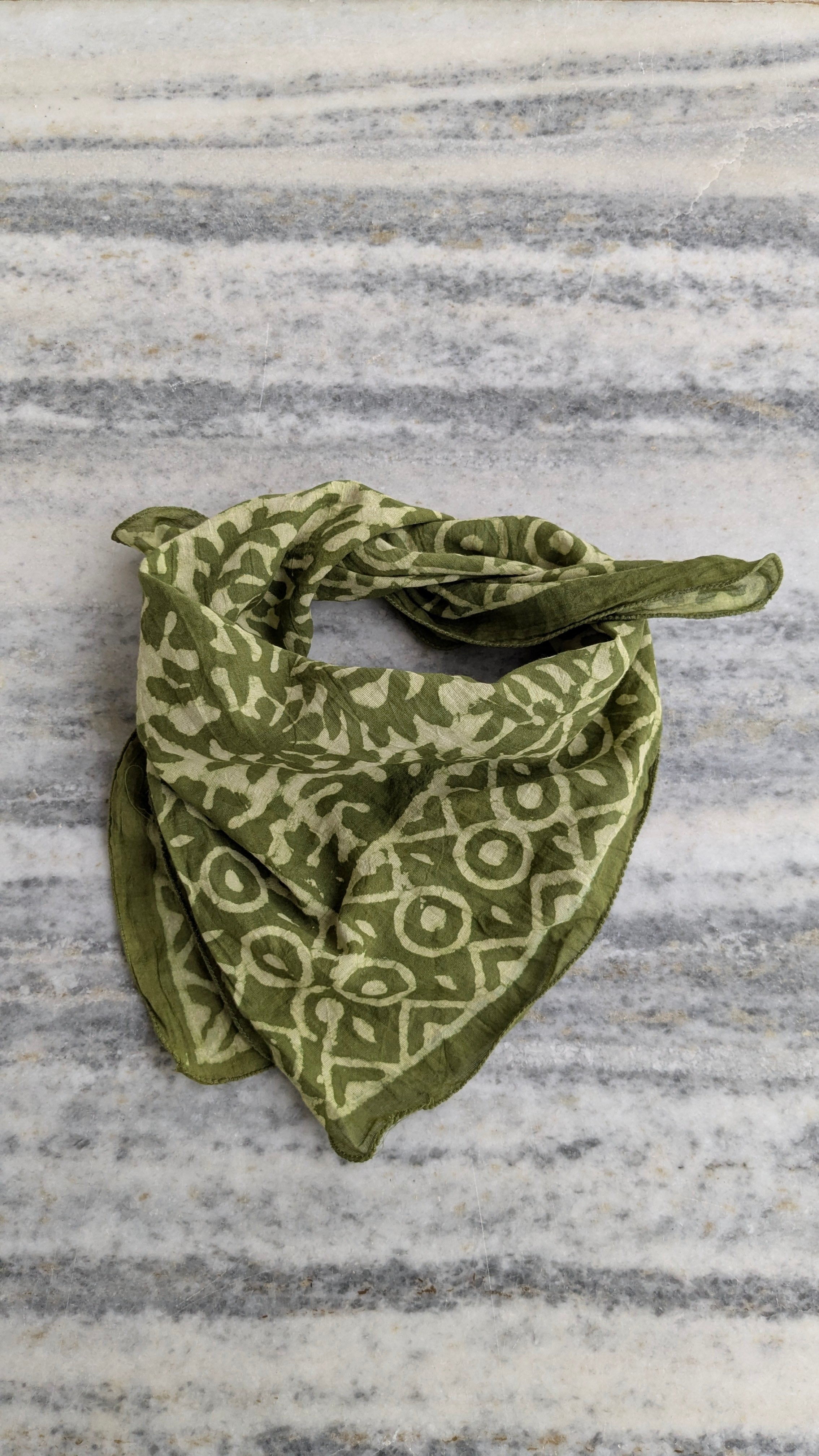 Hand Block Printed Cotton Bandana: Natural Dye Neckerchief - Made in India