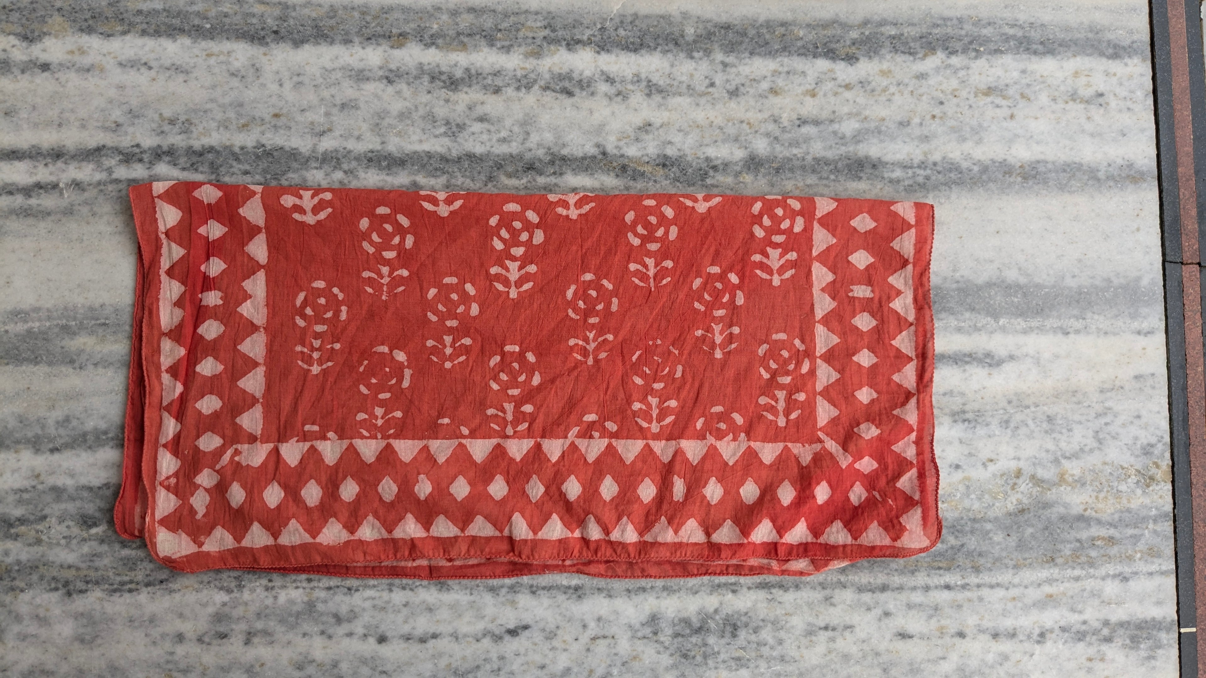 Hand Block Printed Cotton Bandana: Natural Dye Neckerchief - Made in India