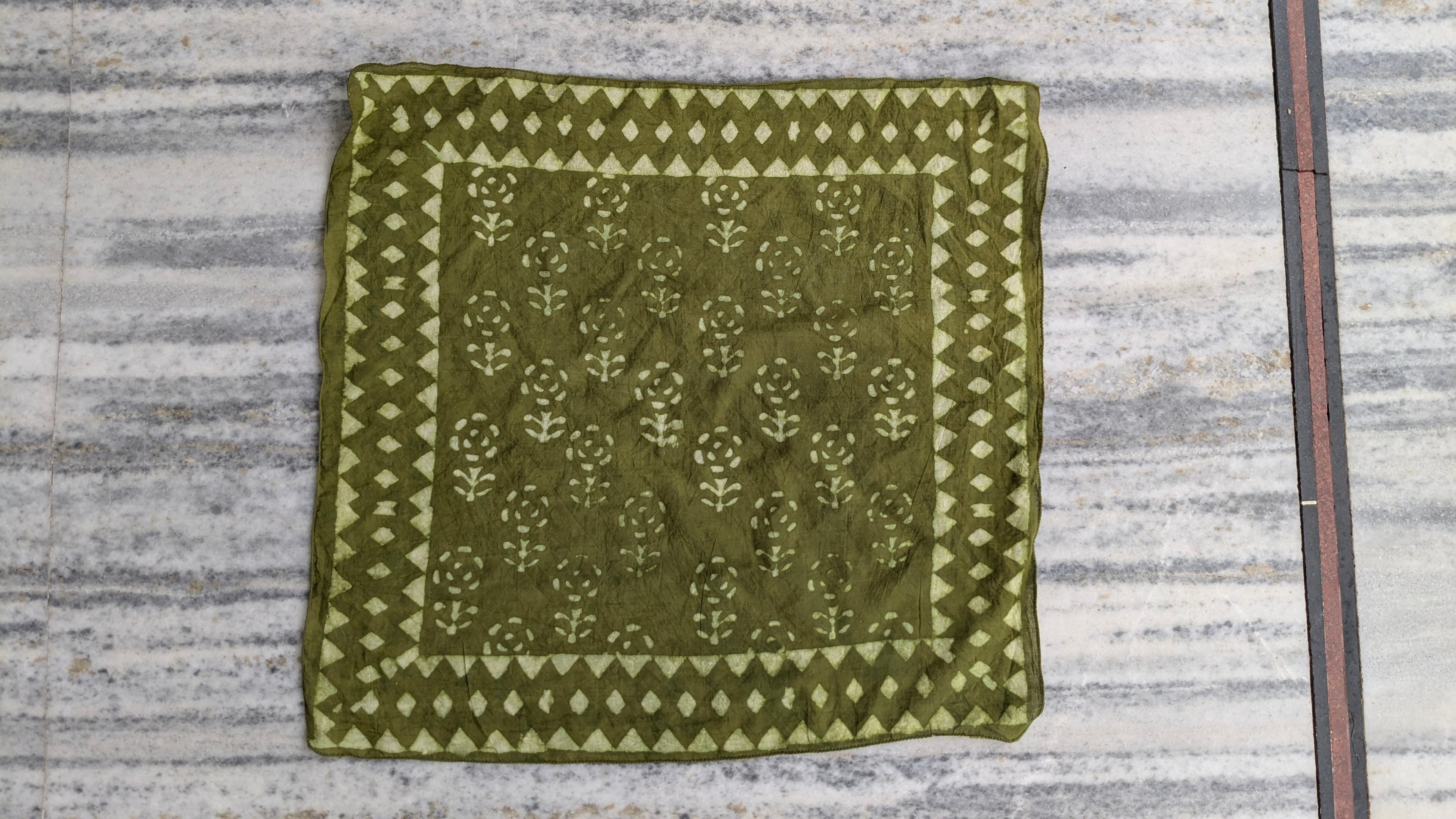 Hand Block Printed Cotton Bandana: Natural Dye Neckerchief - Made in India