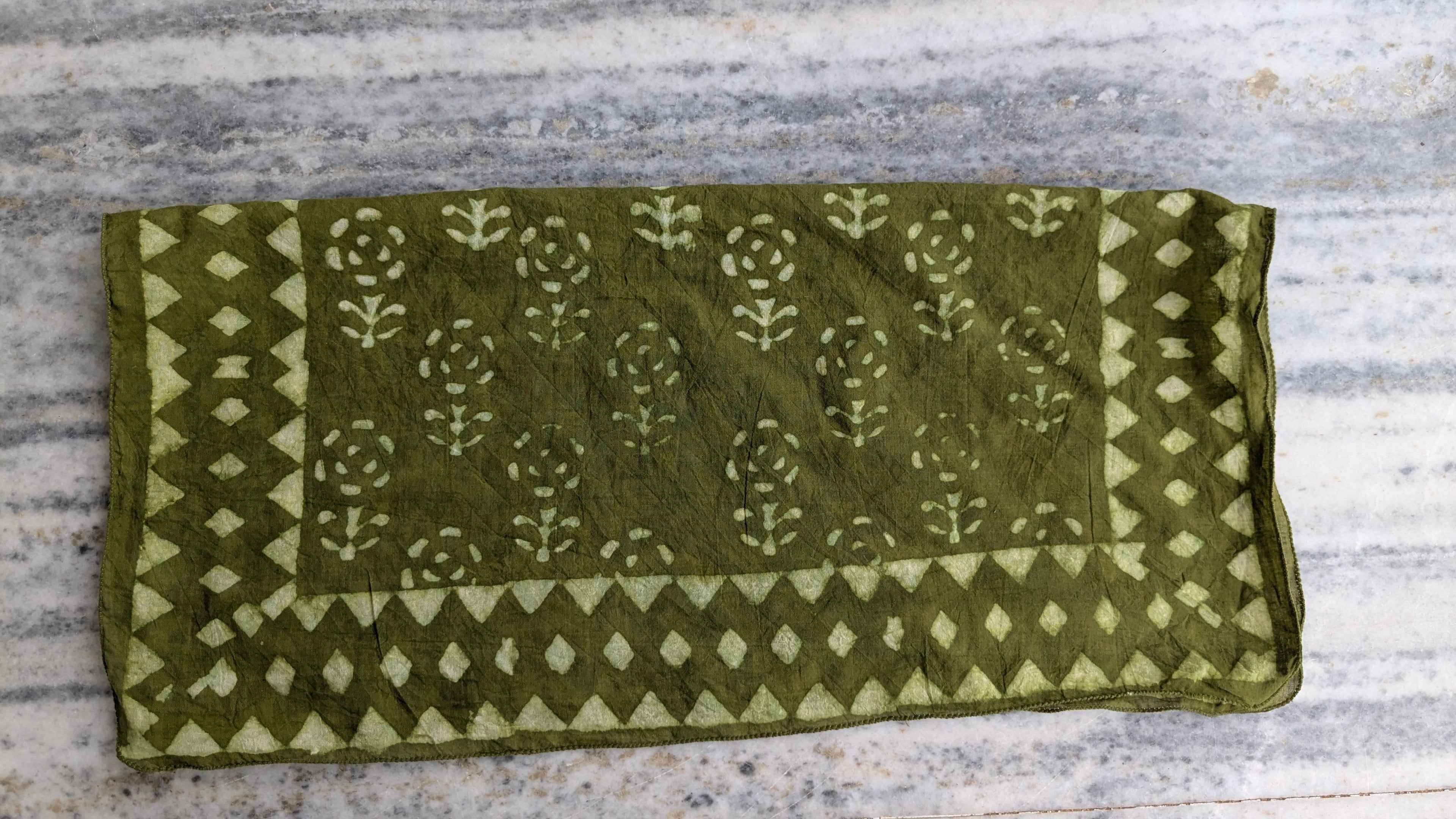 Hand Block Printed Cotton Bandana: Natural Dye Neckerchief - Made in India