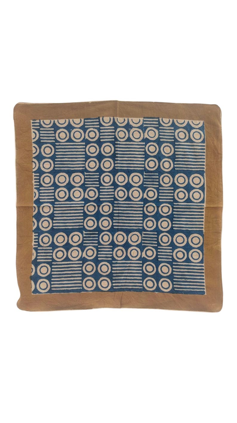 Hand Block Printed Cotton Bandana: Natural Dye Indian Head Wrap