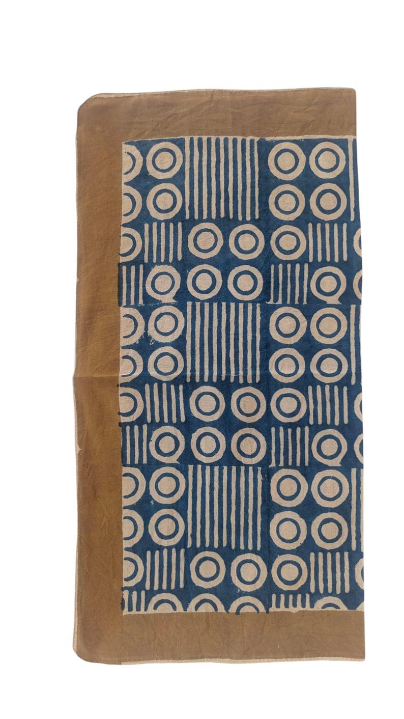 Hand Block Printed Cotton Bandana: Natural Dye Indian Head Wrap