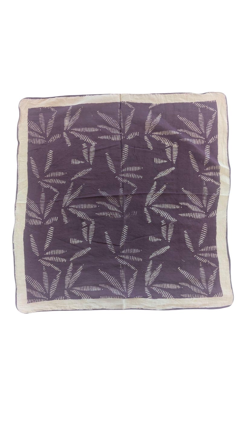 Handblock Printed Cotton Bandana Set: Bohemian Head Wrap, Natural Dye