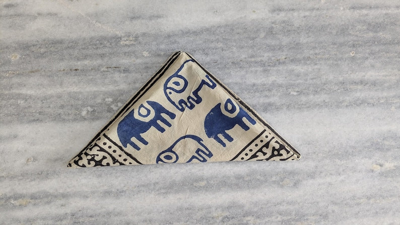 Hand Block Printed Cotton Bandana: Natural Dye Indian Head Wrap