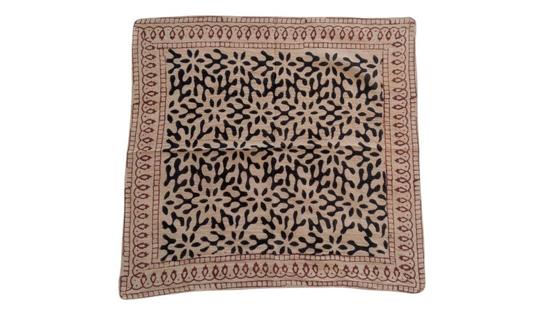 Handblock Printed Cotton Bandana Set: Bohemian Head Wrap, Natural Dye