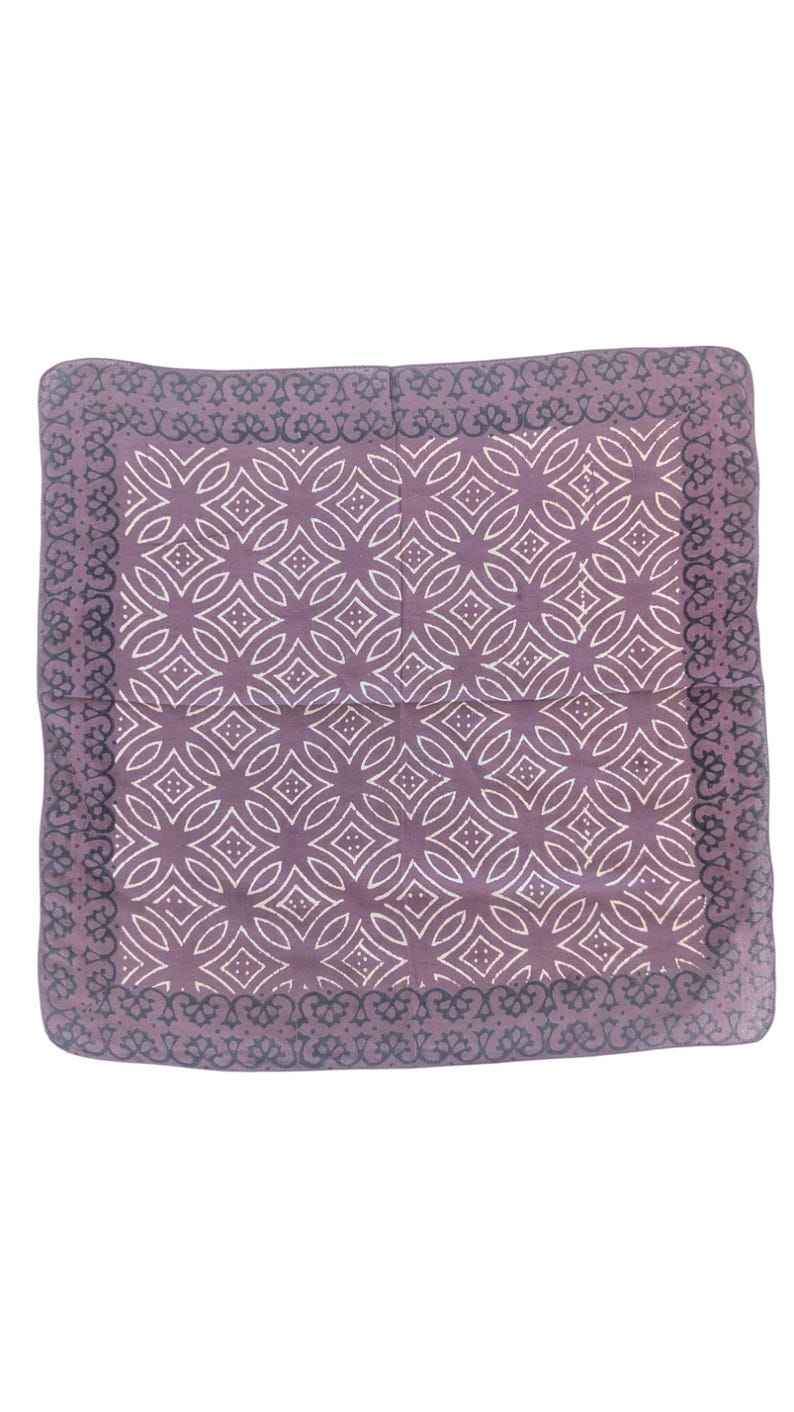 Handblock Printed Cotton Bandana Set: Bohemian Head Wrap, Natural Dye