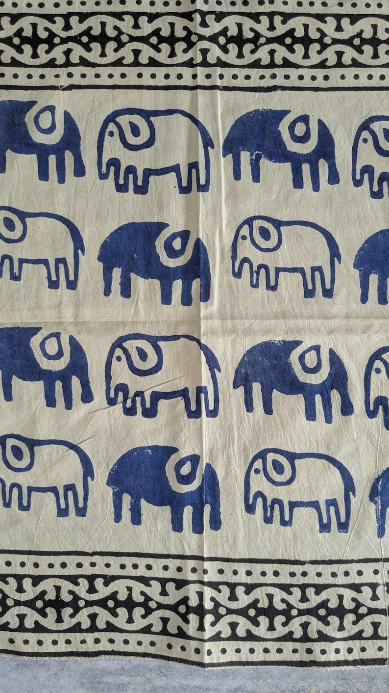 Hand Block Printed Cotton Bandana: Natural Dye Indian Head Wrap