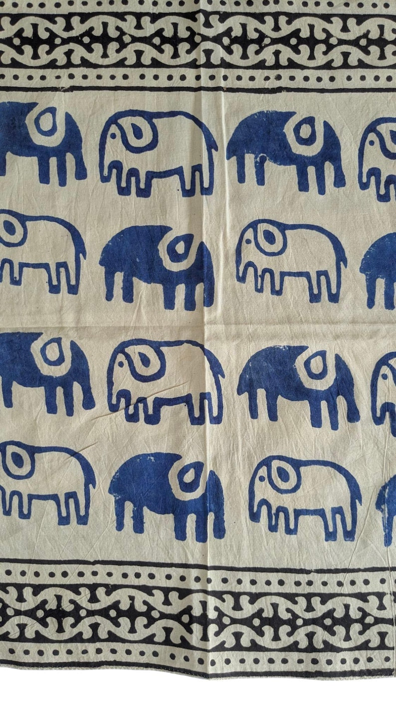 Hand Block Printed Cotton Bandana: Natural Dye Indian Head Wrap