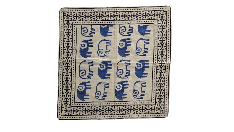 Hand Block Printed Cotton Bandana: Natural Dye Indian Head Wrap