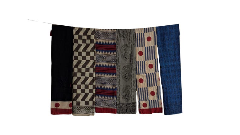 Cotton Sarong – Set of 6 – Handmade Indian Textile | Boho Scarf | Natural Dye Wrap