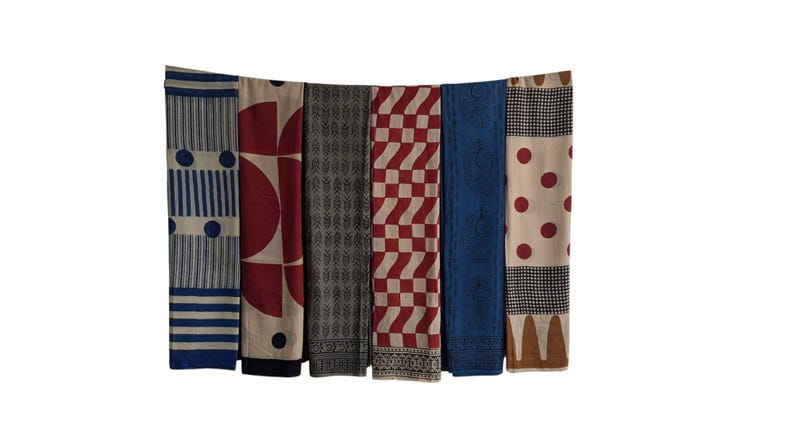 Cotton Sarong – Set of 6 – Handmade Indian Textile | Boho Scarf | Natural Dye Wrap