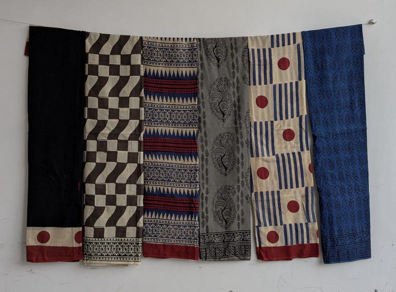 Cotton Sarong – Set of 6 – Handmade Indian Textile | Boho Scarf | Natural Dye Wrap