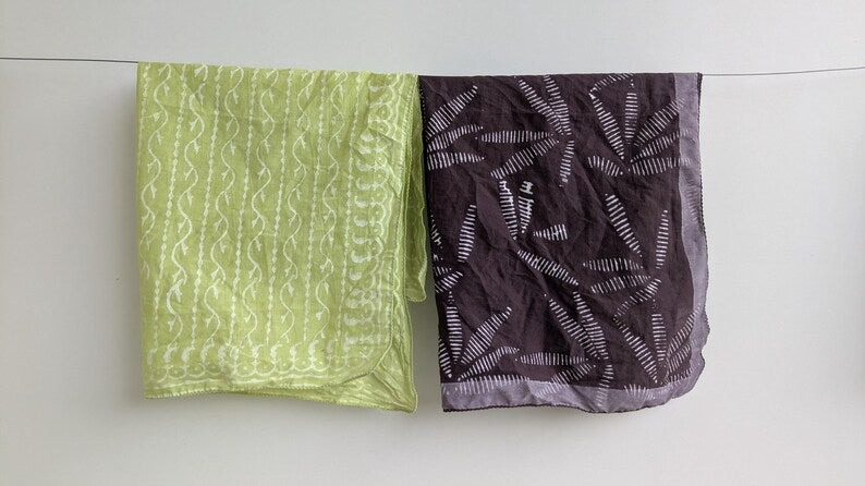 Handblock Printed Cotton Bandanas - Natural Dye, Handmade in India - Set of 10