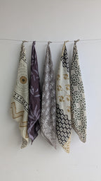 Hand Block Print Cotton Bandanas - Set of 5 - Natural Dye Scarf