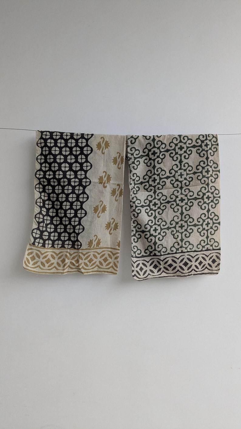 Hand Block Print Cotton Bandanas - Set of 5 - Natural Dye Scarf