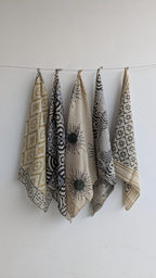 Indian Block Print Cotton Bandana Set: Handmade Yoga Head Wrap