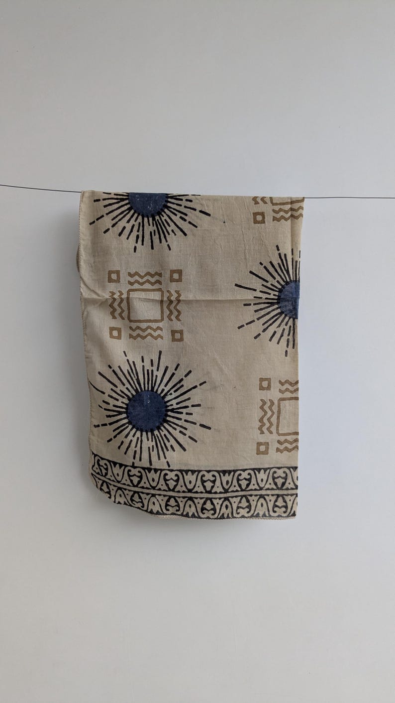 Hand Block Print Cotton Bandana Set: Indian Fabric Summer Scarf