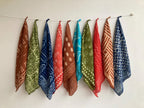 Hand Block Print Cotton Bandanas - Set of 10, Natural Dye
