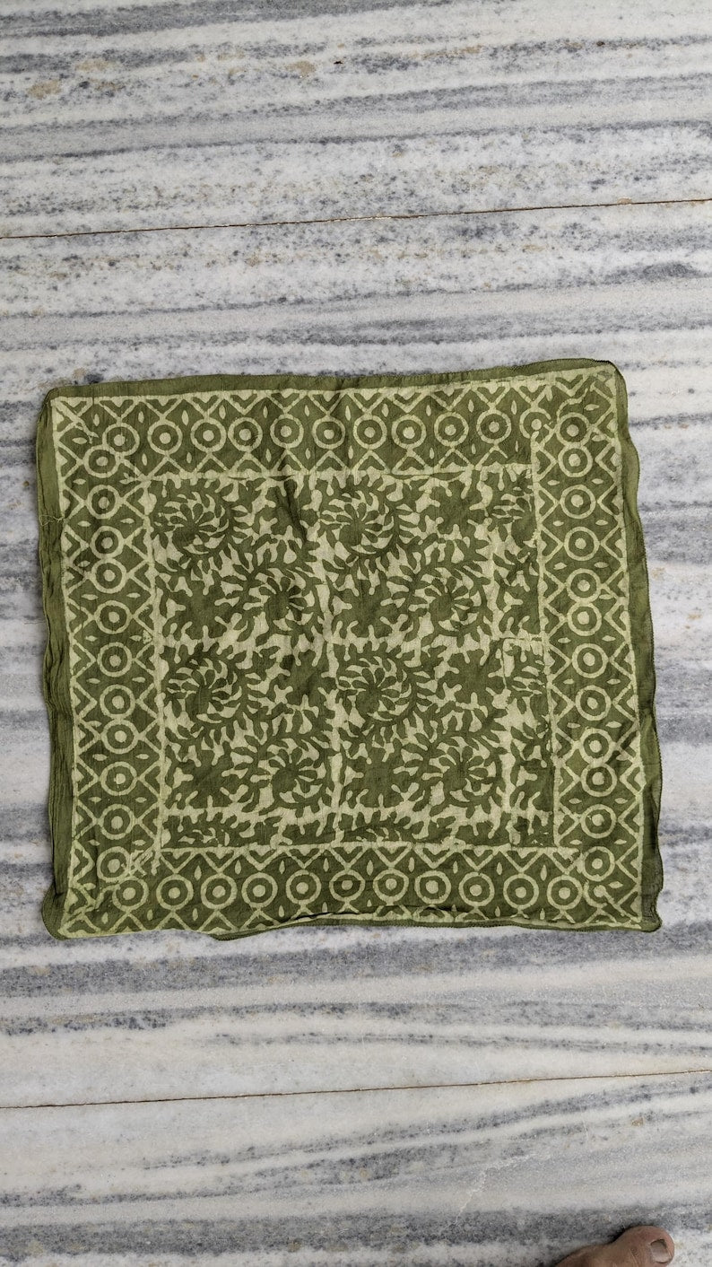 Handmade Cotton Bandana Set: Handblock Printed, Natural Dyes, Made in India