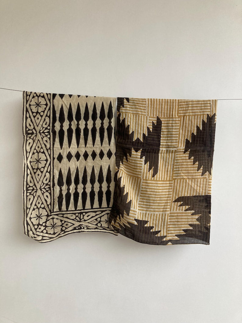 Handmade Floral Print Cotton Bandana Set: Boho Neckerchief