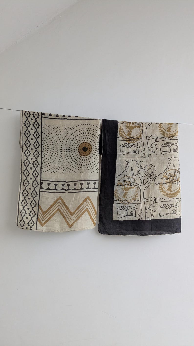 Indian Block Print Cotton Bandana Set: Handmade Yoga Head Wrap