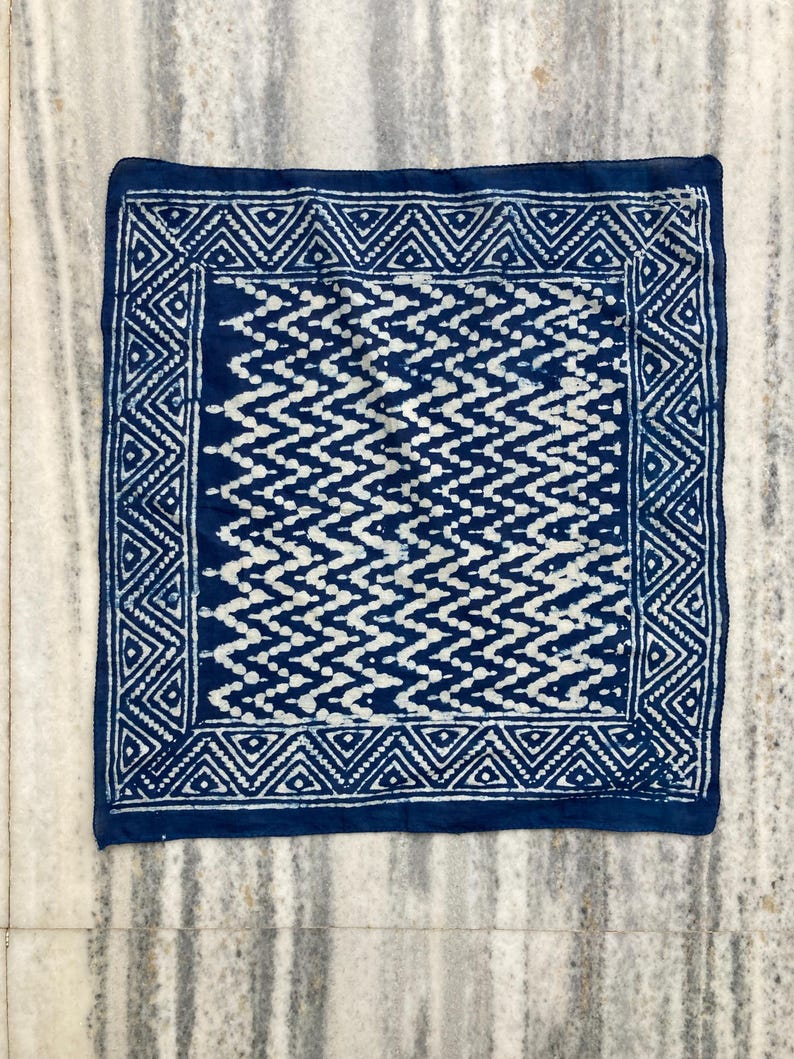 Hand Block Print Cotton Bandanas - Set of 10, Natural Dye