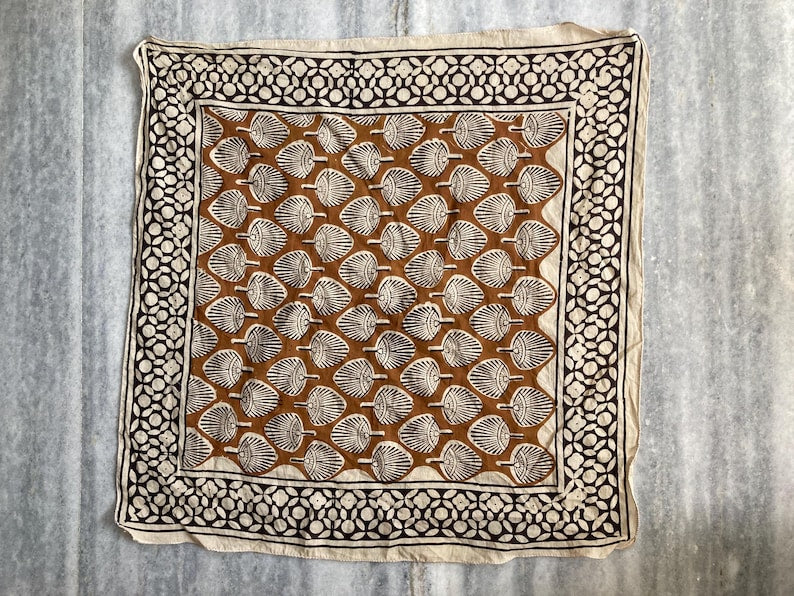 Hand Block Print Cotton Bandanas - Set of 10, Natural Dye