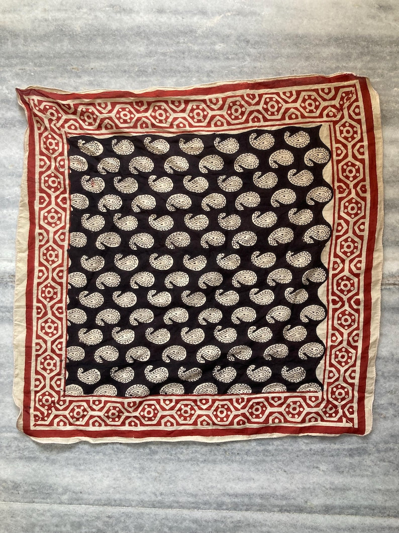 Hand Block Print Cotton Bandanas - Set of 10, Natural Dye