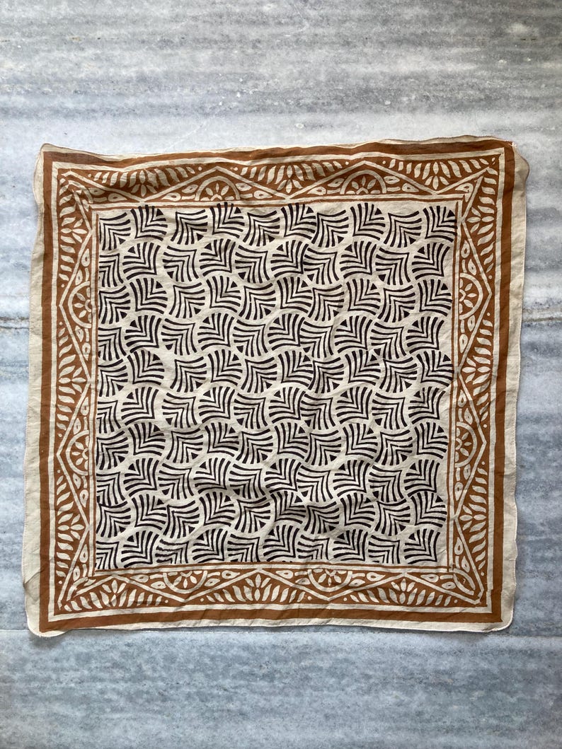 Hand Block Print Cotton Bandanas - Set of 10, Natural Dye