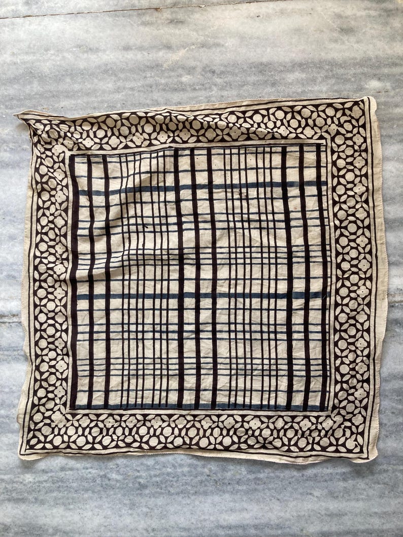 Hand Block Print Cotton Bandanas - Set of 10, Natural Dye