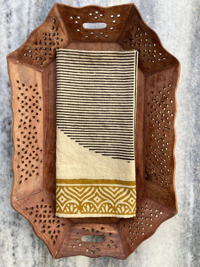 Set Of 4 Hand Block Printed Cotton Napkins