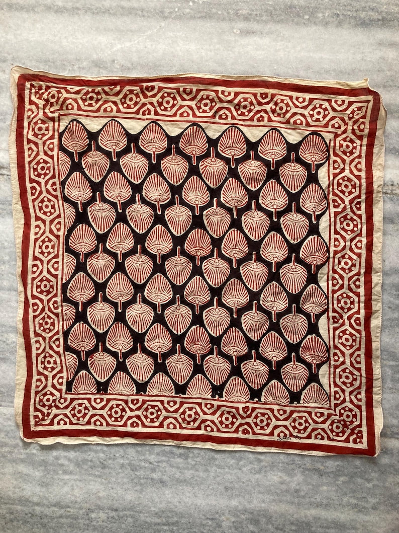 Set of 10 hand printed bandana,Neckkerchief,Handkerchief, made with natural colours gift item