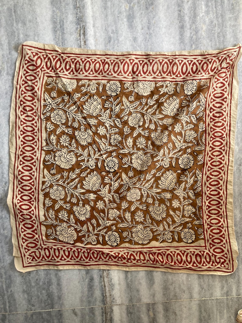 Hand Block Print Cotton Bandanas - Set of 10, Natural Dye