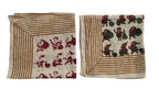 Set of 2 Red-Green Handblock Printed Christmas Bandanas, Organic Cotton Bandana Scarf