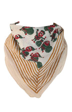 Green Handblock Printed Christmas Bandana, Organic Cotton Bandana and Scarf