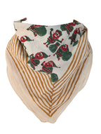 Green Handblock Printed Christmas Bandana, Organic Cotton Bandana and Scarf