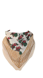 Set of 2 Red-Green Handblock Printed Christmas Bandanas, Organic Cotton Bandana Scarf