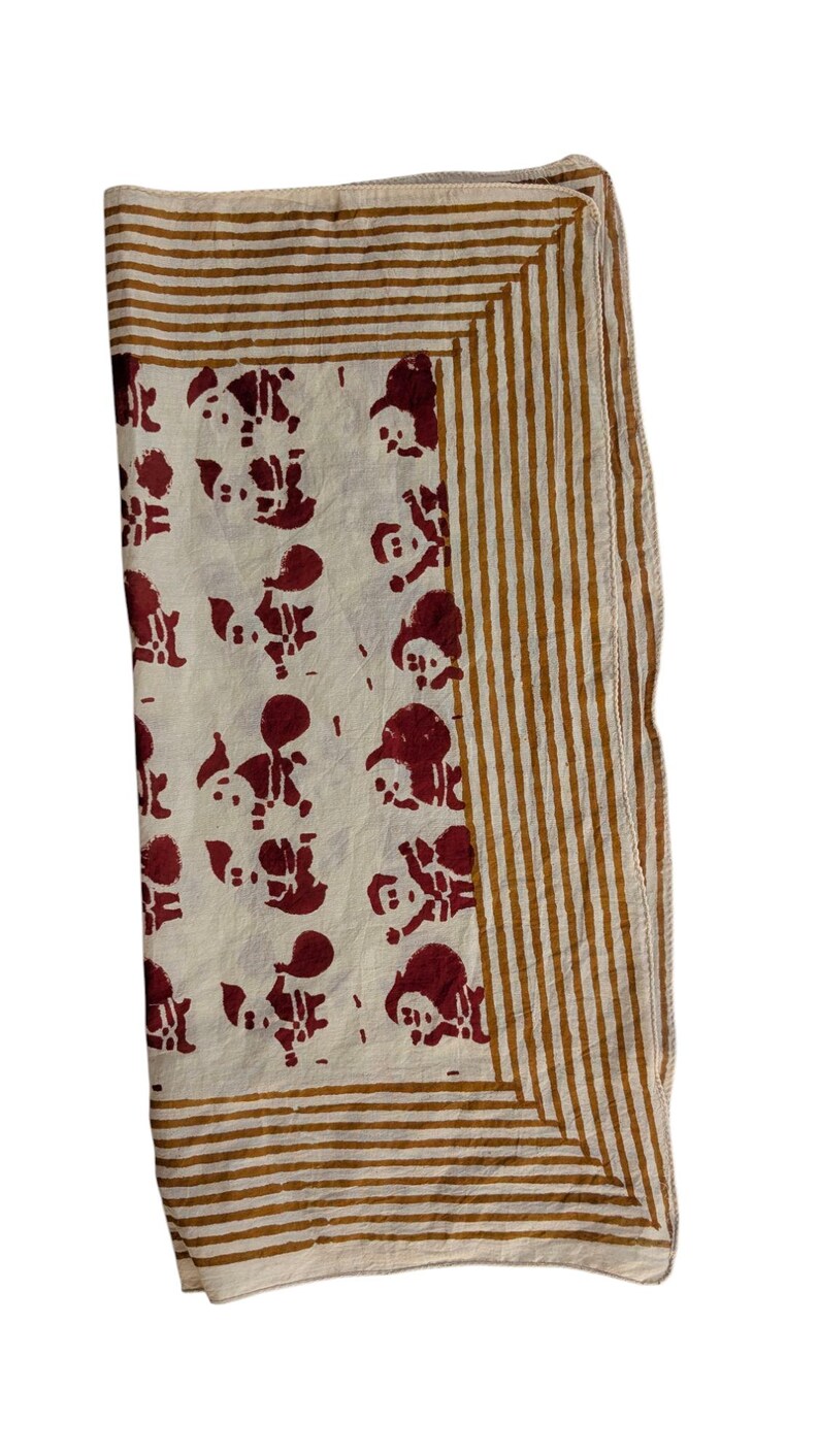 Set of 2 Red-Green Handblock Printed Christmas Bandanas, Organic Cotton Bandana Scarf