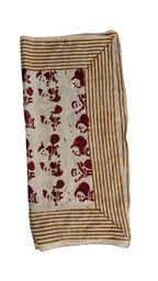 Set of 2 Red-Green Handblock Printed Christmas Bandanas, Organic Cotton Bandana Scarf