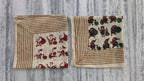 Set of 2 Red-Green Handblock Printed Christmas Bandanas, Organic Cotton Bandana Scarf