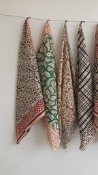 Hand Block Print Cotton Bandanas - Set of 10, Natural Dye